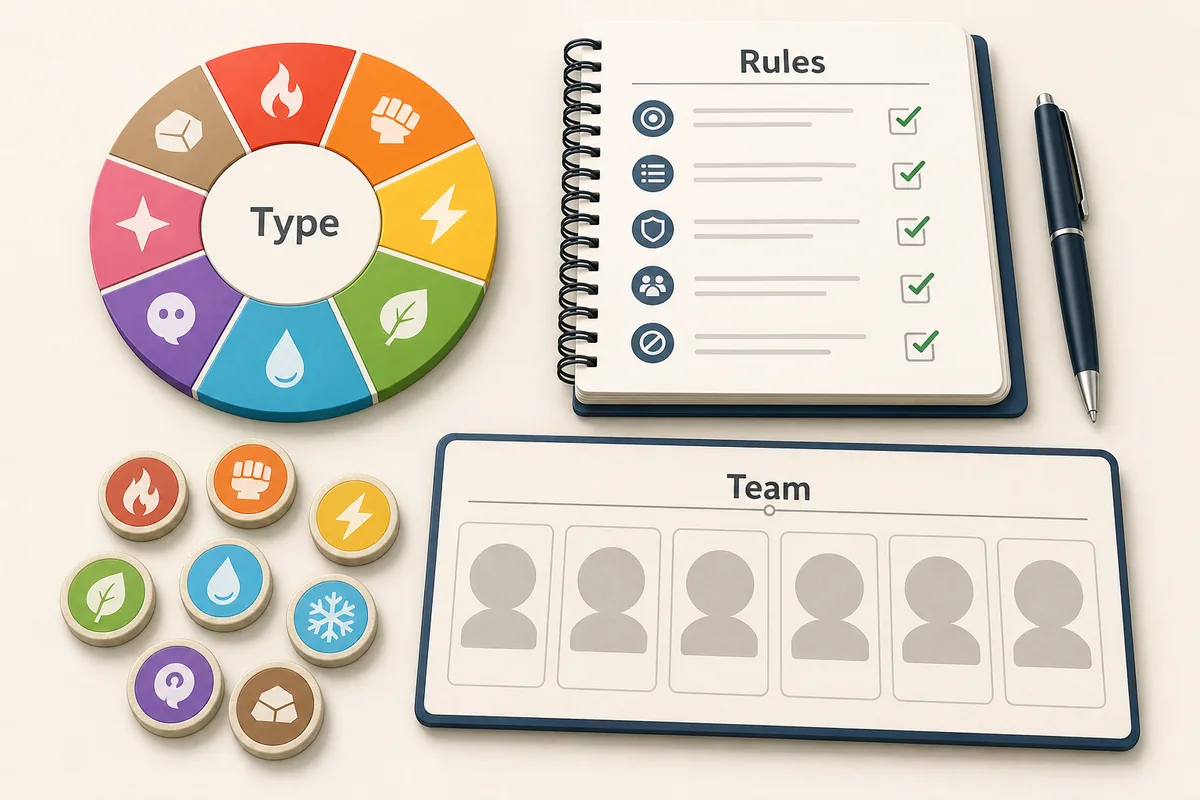 Monotype-Regelplanung mit Typenrad, Checkliste und Teamplaetzen
